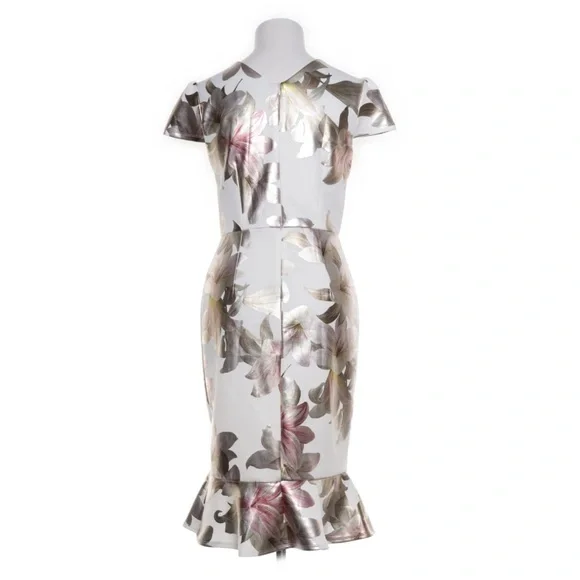 Alexa B Nites Floral Cocktail Dress with Metallic Color Flowers - Picture 4 of 10